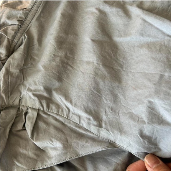 Calvin Klein Coquette Grey Ruffled Blouse with Waist Tie Blouse size large. - Picture 8 of 8